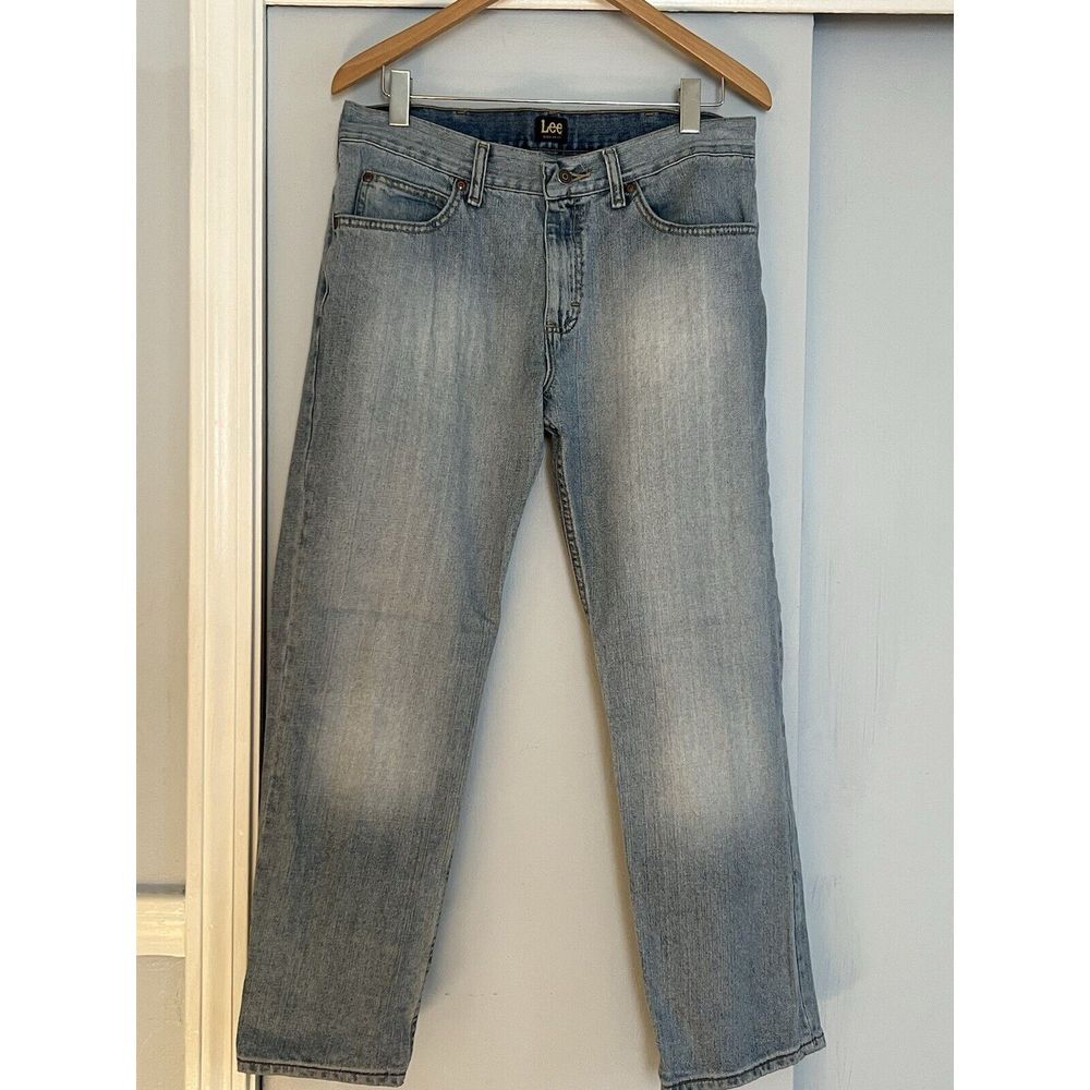 Lee Regular Fit Straight Leg Jeans Mens Waist 34" Inseam 29" Stretch Medium Wash